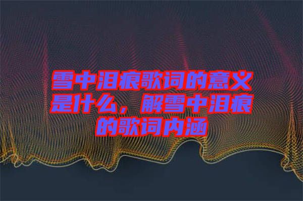 雪中淚痕歌詞的意義是什么，解雪中淚痕的歌詞內(nèi)涵