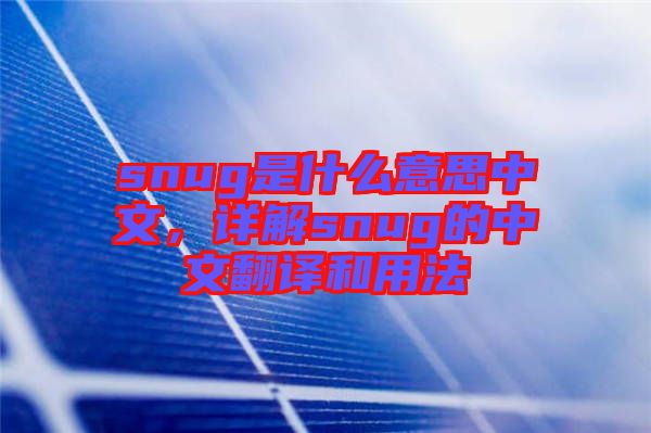 snug是什么意思中文，詳解snug的中文翻譯和用法