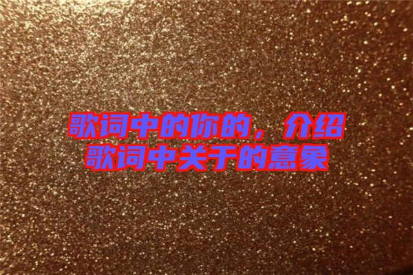 歌詞中的你的，介紹歌詞中關于的意象