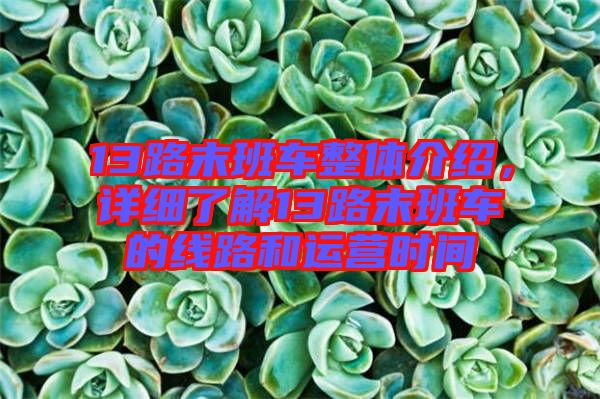 13路末班車整體介紹，詳細了解13路末班車的線路和運營時間
