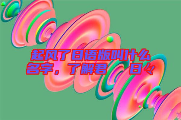 起風(fēng)了日語(yǔ)版叫什么名字，了解君といた日々