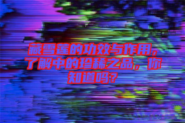 藏雪蓮的功效與作用，了解中的珍稀之品，你知道嗎？