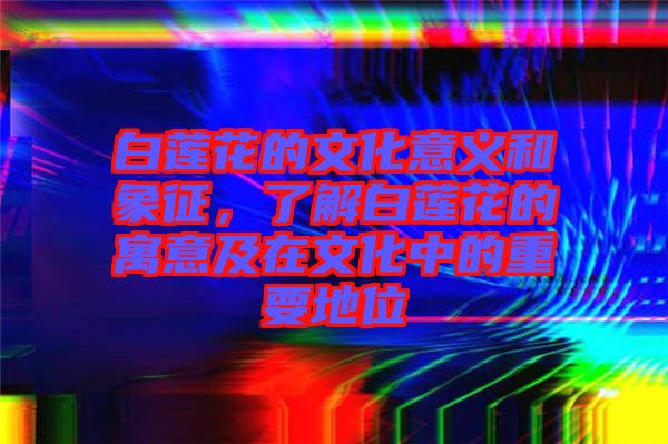 白蓮花的文化意義和象征，了解白蓮花的寓意及在文化中的重要地位