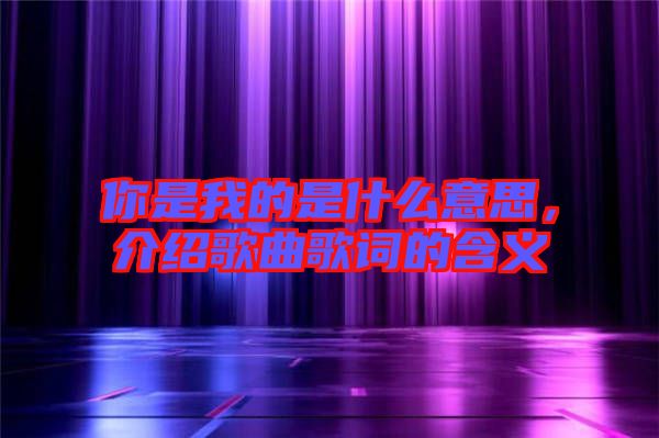 你是我的是什么意思，介紹歌曲歌詞的含義
