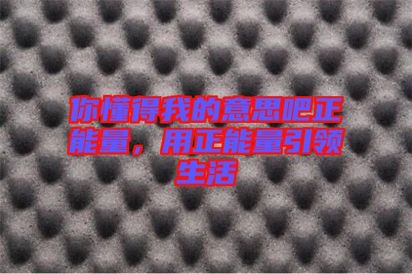 你懂得我的意思吧正能量，用正能量引領(lǐng)生活