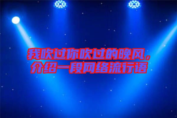 我吹過你吹過的晚風(fēng)，介紹一段網(wǎng)絡(luò)流行語
