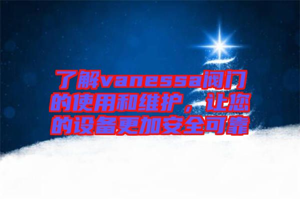 了解vanessa閥門(mén)的使用和維護(hù)，讓您的設(shè)備更加安全可靠