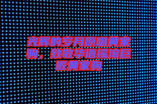 光輝的歲月原唱黃家駒，致敬華語(yǔ)搖滾巨匠黃家駒