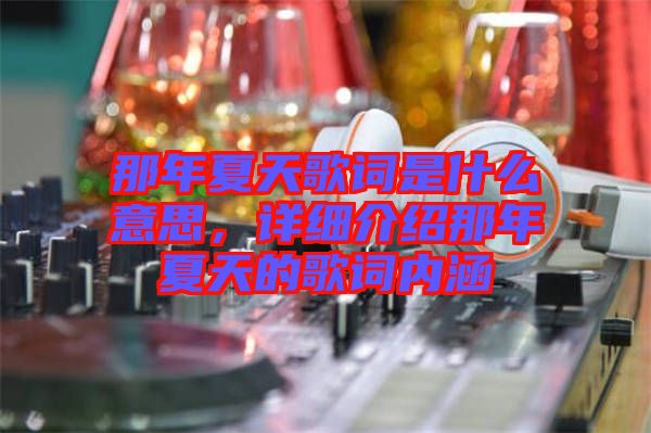 那年夏天歌詞是什么意思，詳細(xì)介紹那年夏天的歌詞內(nèi)涵