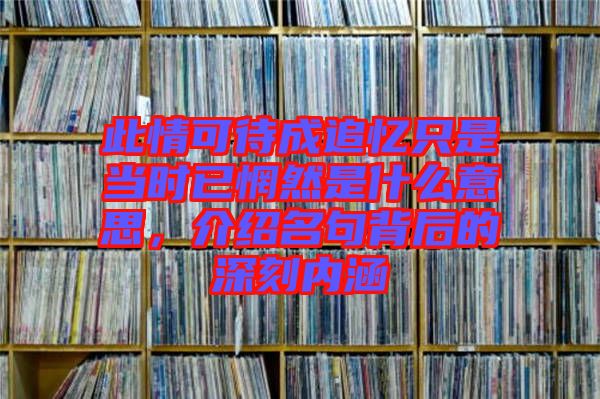 此情可待成追憶只是當(dāng)時(shí)已惘然是什么意思，介紹名句背后的深刻內(nèi)涵