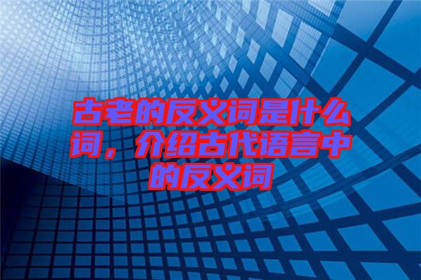 古老的反義詞是什么詞，介紹古代語言中的反義詞