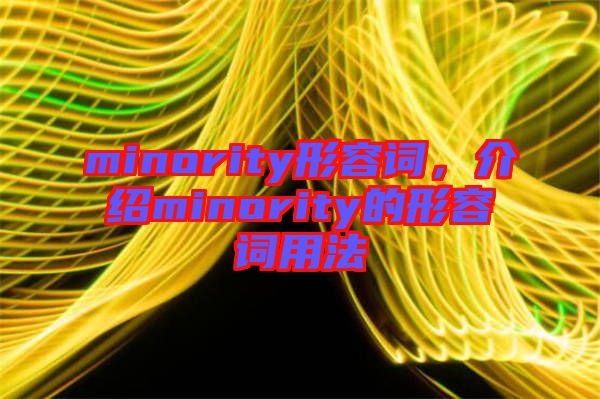 minority形容詞，介紹minority的形容詞用法