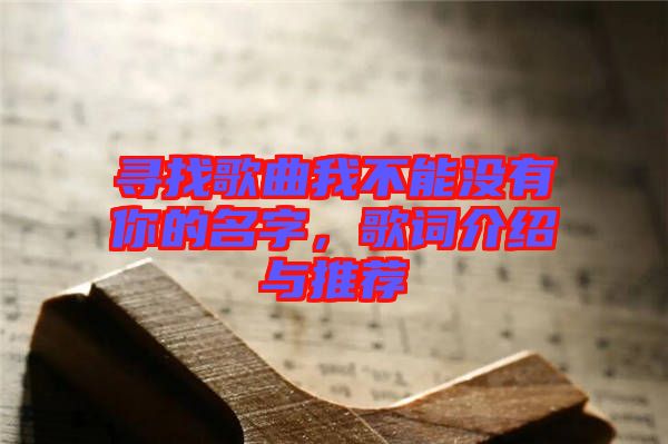 尋找歌曲我不能沒(méi)有你的名字，歌詞介紹與推薦
