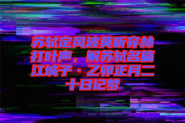 蘇軾定風(fēng)波莫聽穿林打葉聲，解蘇軾名篇江城子·乙卯正月二十日記夢