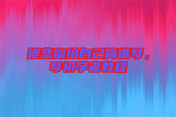 把悲留給自己簡(jiǎn)譜琴，琴初學(xué)者教程