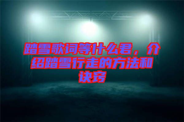 踏雪歌詞等什么君，介紹踏雪行走的方法和訣竅