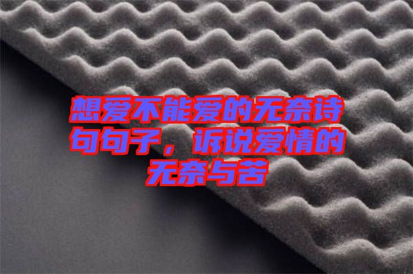 想愛(ài)不能愛(ài)的無(wú)奈詩(shī)句句子，訴說(shuō)愛(ài)情的無(wú)奈與苦