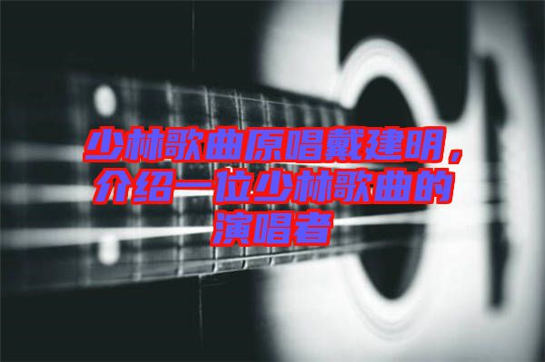 少林歌曲原唱戴建明，介紹一位少林歌曲的演唱者