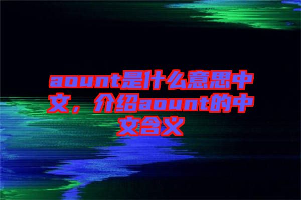 aount是什么意思中文，介紹aount的中文含義