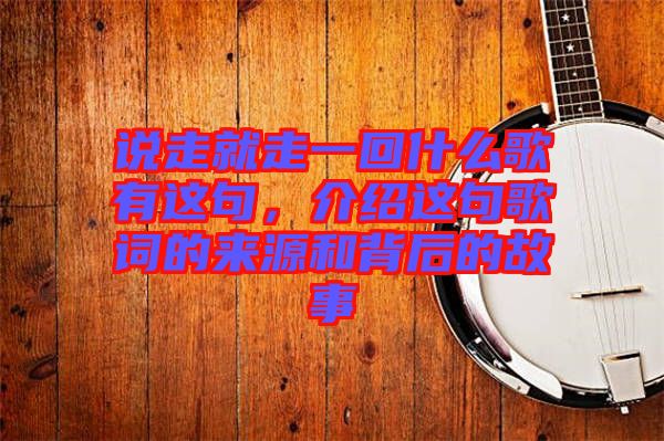 說(shuō)走就走一回什么歌有這句，介紹這句歌詞的來(lái)源和背后的故事