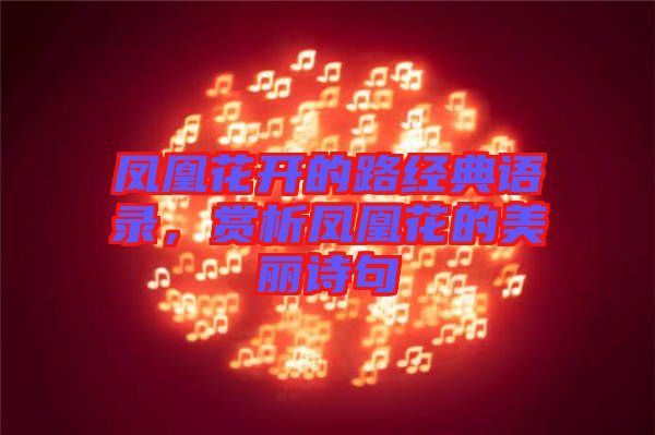 鳳凰花開的路經(jīng)典語(yǔ)錄，賞析鳳凰花的美麗詩(shī)句