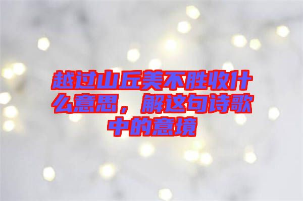 越過(guò)山丘美不勝收什么意思，解這句詩(shī)歌中的意境