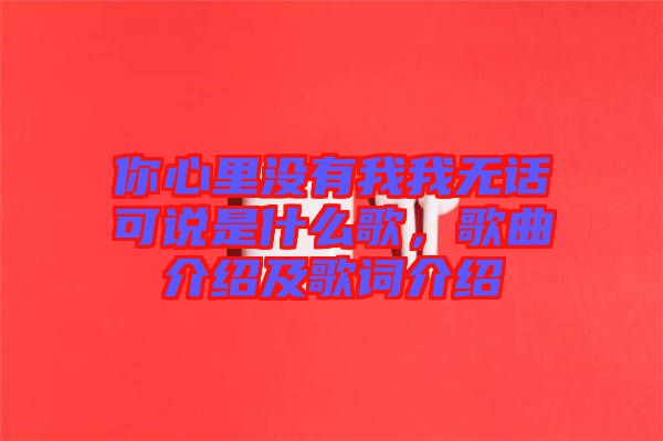 你心里沒有我我無話可說是什么歌，歌曲介紹及歌詞介紹