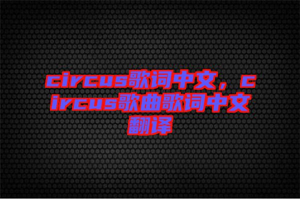 circus歌詞中文，circus歌曲歌詞中文翻譯