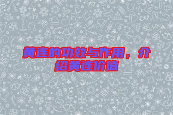 黃連的功效與作用，介紹黃連價值