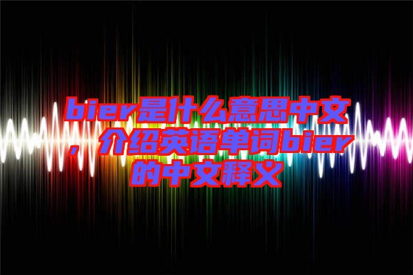 bier是什么意思中文，介紹英語(yǔ)單詞bier的中文釋義