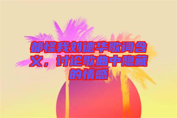 都怪我劉德華歌詞含義，討論歌曲中隱藏的情感