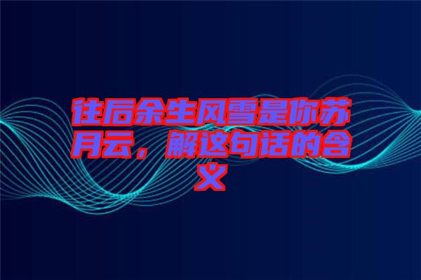 往后余生風(fēng)雪是你蘇月云，解這句話的含義