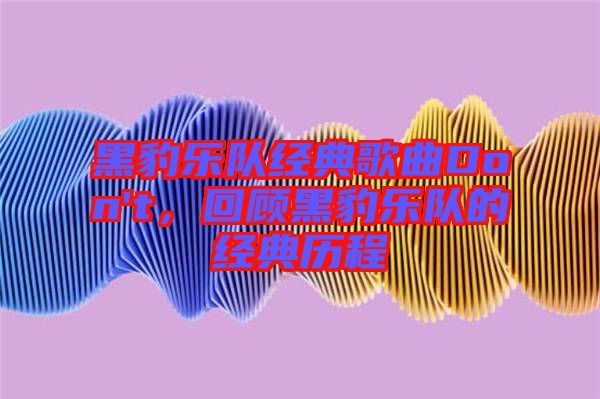 黑豹樂(lè)隊(duì)經(jīng)典歌曲Don't，回顧黑豹樂(lè)隊(duì)的經(jīng)典歷程