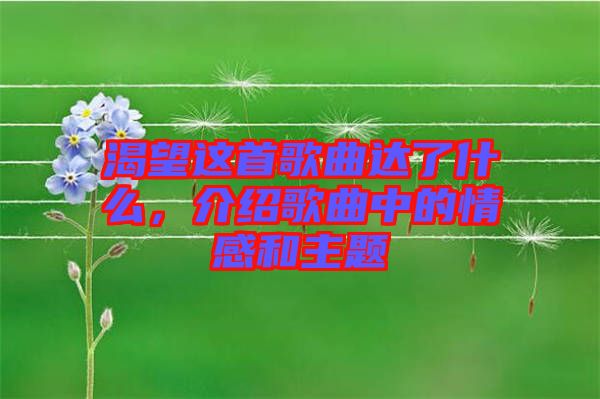 渴望這首歌曲達(dá)了什么，介紹歌曲中的情感和主題