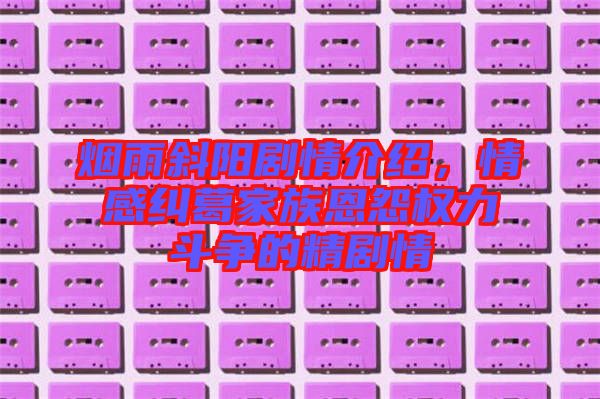 煙雨斜陽劇情介紹，情感糾葛家族恩怨權(quán)力斗爭的精劇情