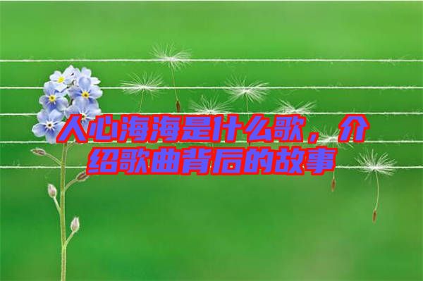 人心海海是什么歌，介紹歌曲背后的故事