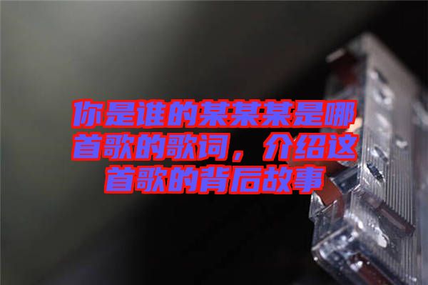 你是誰的某某某是哪首歌的歌詞，介紹這首歌的背后故事