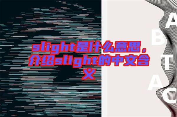 slight是什么意思，介紹slight的中文含義