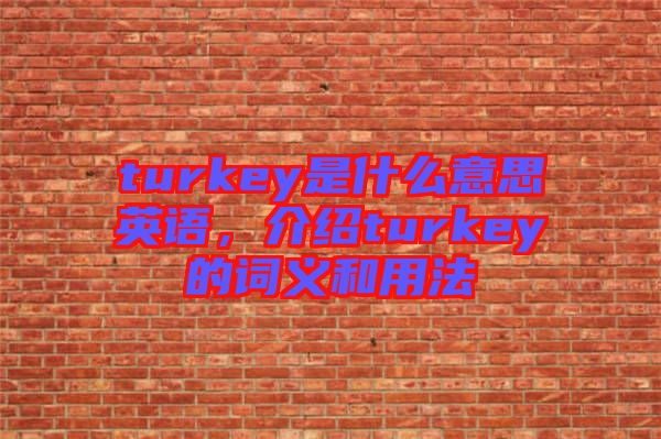 turkey是什么意思英語，介紹turkey的詞義和用法
