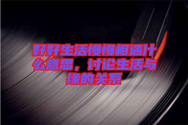 好好生活慢慢相遇什么意思，討論生活與緣的關系