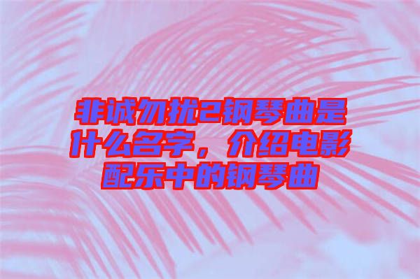 非誠勿擾2鋼琴曲是什么名字，介紹電影配樂中的鋼琴曲