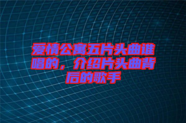 愛情公寓五片頭曲誰唱的，介紹片頭曲背后的歌手