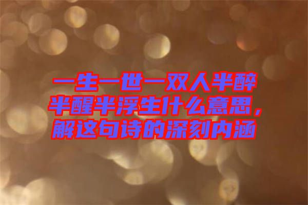 一生一世一雙人半醉半醒半浮生什么意思，解這句詩的深刻內(nèi)涵