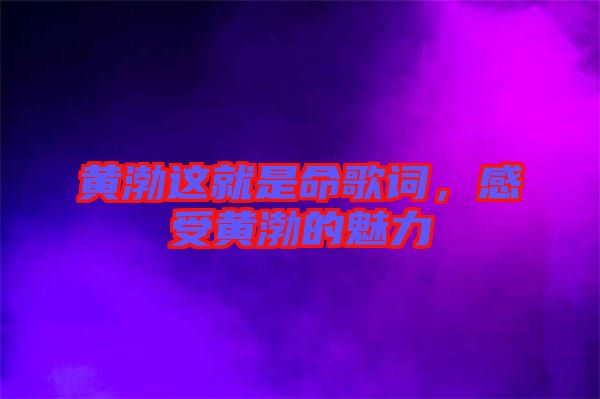 黃渤這就是命歌詞，感受黃渤的魅力