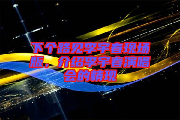 下個路見李宇春現(xiàn)場版，介紹李宇春演唱會的精現(xiàn)