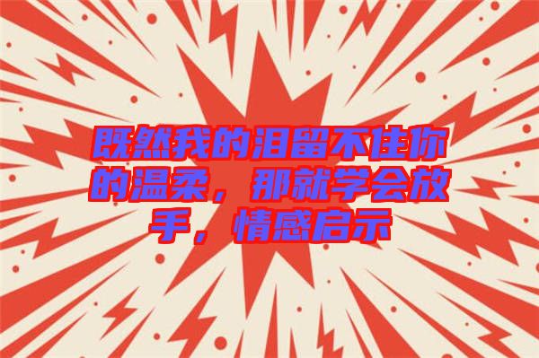 既然我的淚留不住你的溫柔，那就學(xué)會(huì)放手，情感啟示