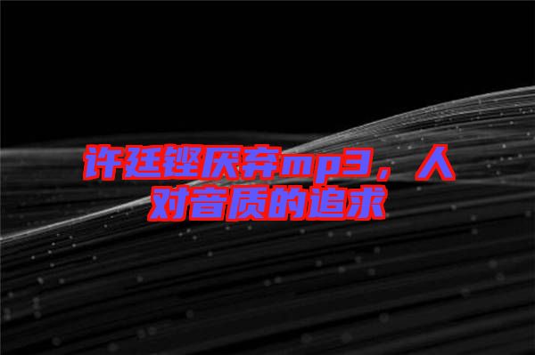 許廷鏗厭棄mp3，人對音質(zhì)的追求