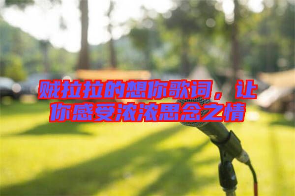 賊拉拉的想你歌詞，讓你感受濃濃思念之情