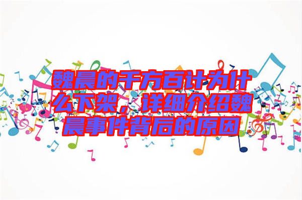 魏晨的千方百計(jì)為什么下架，詳細(xì)介紹魏晨事件背后的原因