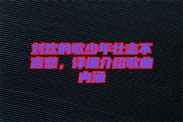 劉歡的歌少年壯志不言愁，詳細(xì)介紹歌曲內(nèi)涵